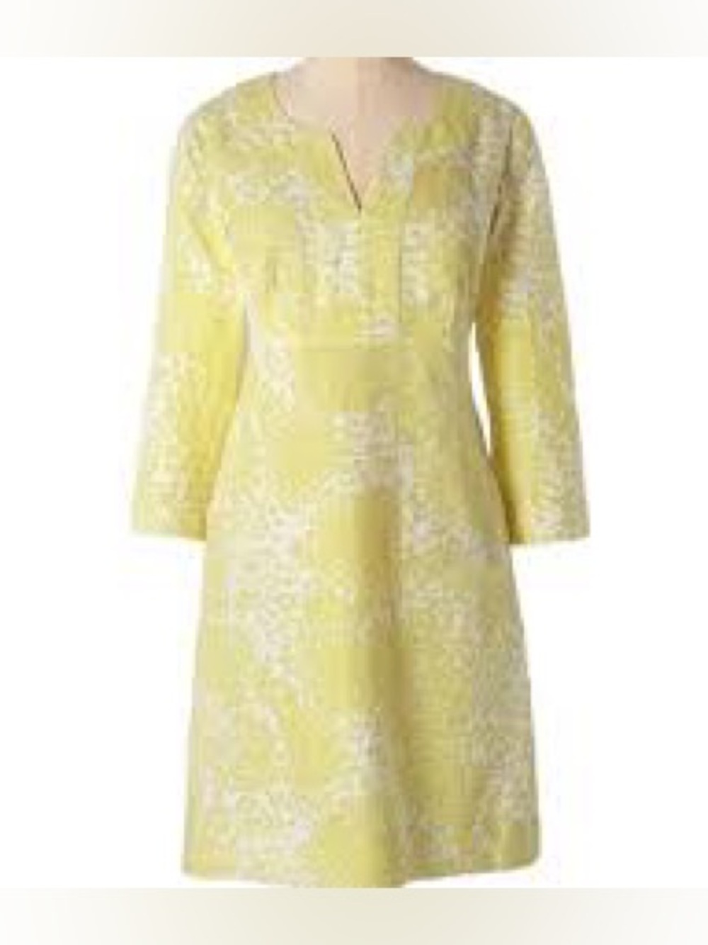 Women’s Boden 100% linen yellow/white floral tunic shift dress